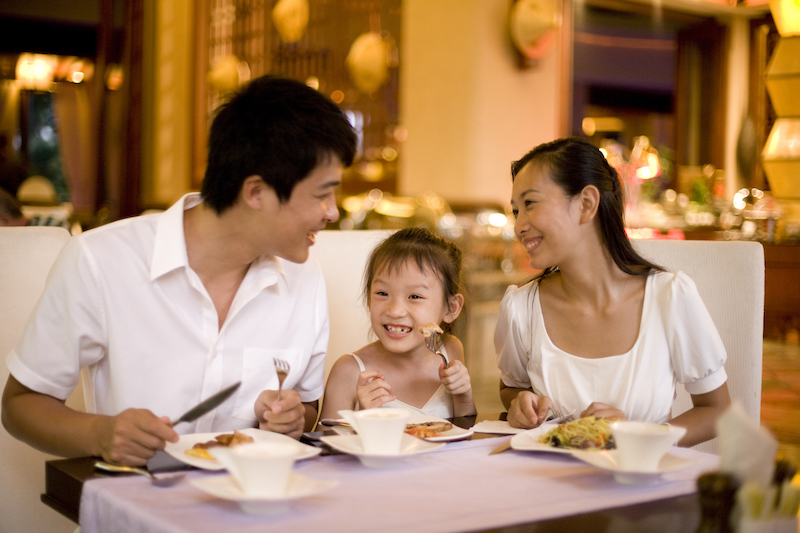 family dining at a restaurant