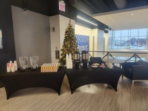 Holiday party beverage station set up