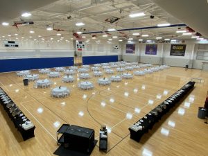 Large Corporate Dinner Party in Gym